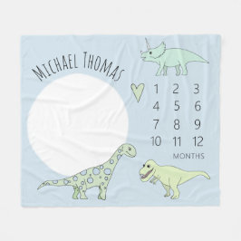 Cobertor De Velo Cartoon de Dinossauro Bonito com Nome Marco