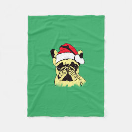 Cobertor De Velo Cartoon de Natal do Buldogue Francês Fleece Blanke