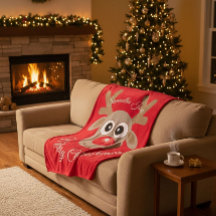 Cartoon de Reindeer de Natal Chamado Script Vermel