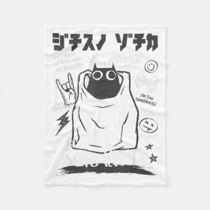 Cobertor De Velo Cartoon japonês preto Gatinho humorístico