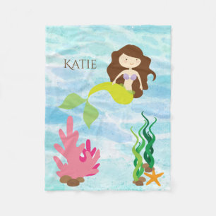 Cobertor De Velo Cartoon Sereia Personalizada Fleece Baby Blanket