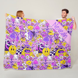 Cobertor De Velo Cartoons de Estilo Hippy com Doodle