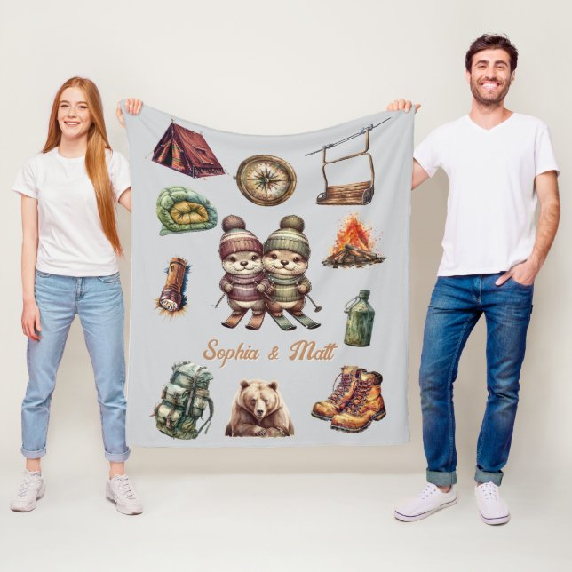 Cobertor De Velo Casal de madeira de esqui de Natal, Cinzas exterio (In Situ)