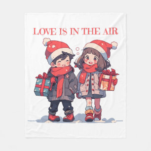 Cobertor De Velo Casal de Natal - O amor está no ar
