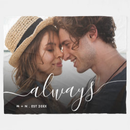 Cobertor De Velo Casal de Script de Fotografia Moderno Ama Sempre F
