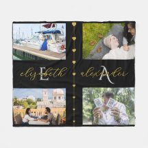 Casal Ouro Preto Inicial Nome com 4 Fotos