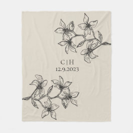 Cobertor De Velo Casamento de Monograma Floral de Beige Elegante