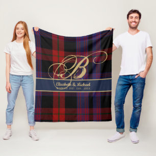 Cobertor De Velo Casamento de Newlyweds Azul Tartan Azul