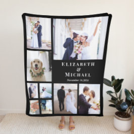 Cobertor De Velo Casamento Negro de Colagem de Fotos Recém-casada