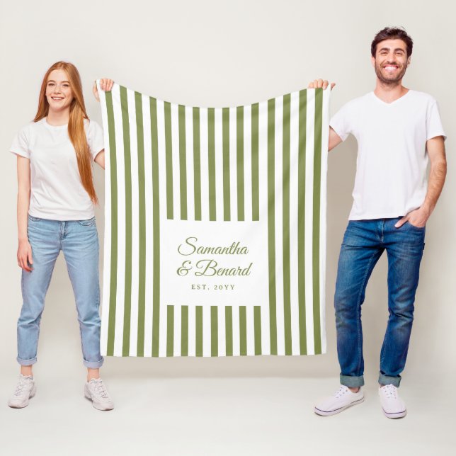 Cobertor De Velo Casamento Personalizado com Listras Verde e Branco (In Situ)