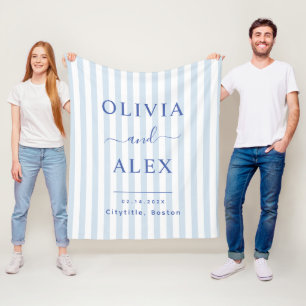 Cobertor De Velo Casamento Personalizado Francês Azul Minimalista e