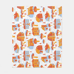 Cobertor De Velo Casas da Cidade Bonita: Vintage Doodle