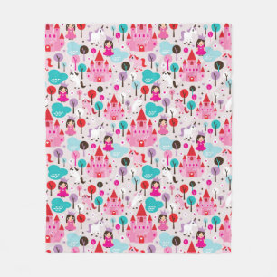 Cobertor De Velo castelo da princesa infantil e unicórnio