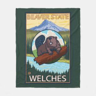 Cobertor De Velo Castor & capa do Mt. - Welches, Oregon