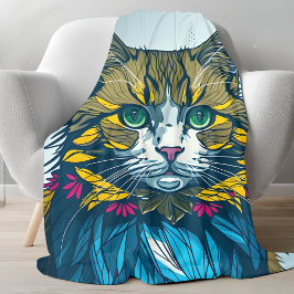 Cobertor De Velo Cat Ate The Canary Feather | Colorful Portrait Art