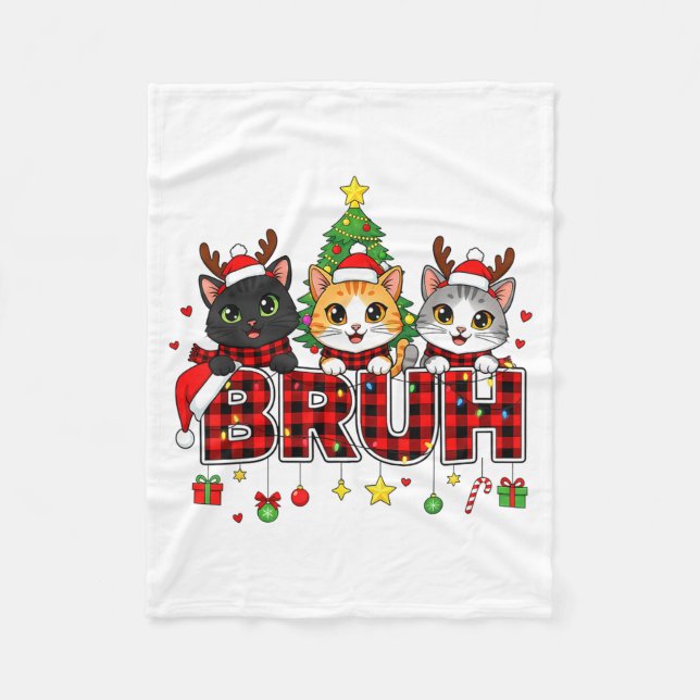 Cobertor De Velo Cat Christmas Light Reindeer Santa Bruh Funny  (Frente)