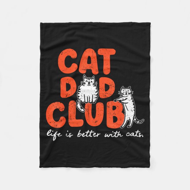 Cobertor De Velo Cat Dad Club Life Is Better With Cats Father's Day (Frente)