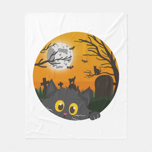 Cobertor De Velo Cat Halloween Kitten Halloween (Frente)