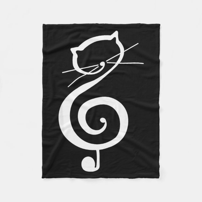 Cobertor De Velo Cat Kitty Treble Music Clef Funny Cat Music Notes  (Frente)