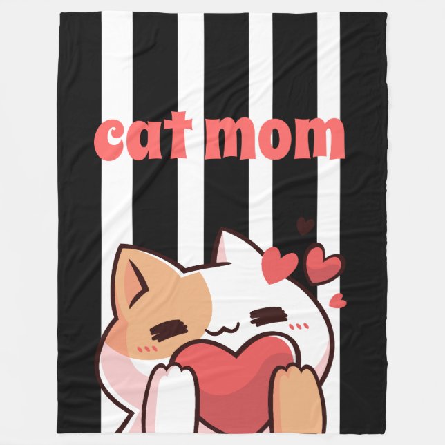 Cobertor De Velo Cat mom custom Fleece Blanket (Frente)