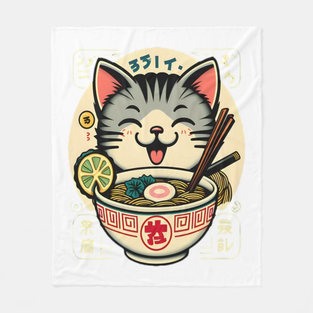Cobertor De Velo Cat Noodle Japonês Anime ga Kawaii Cat (Frente)