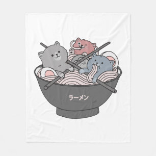 Cobertor De Velo Cat Ramen Kawaii