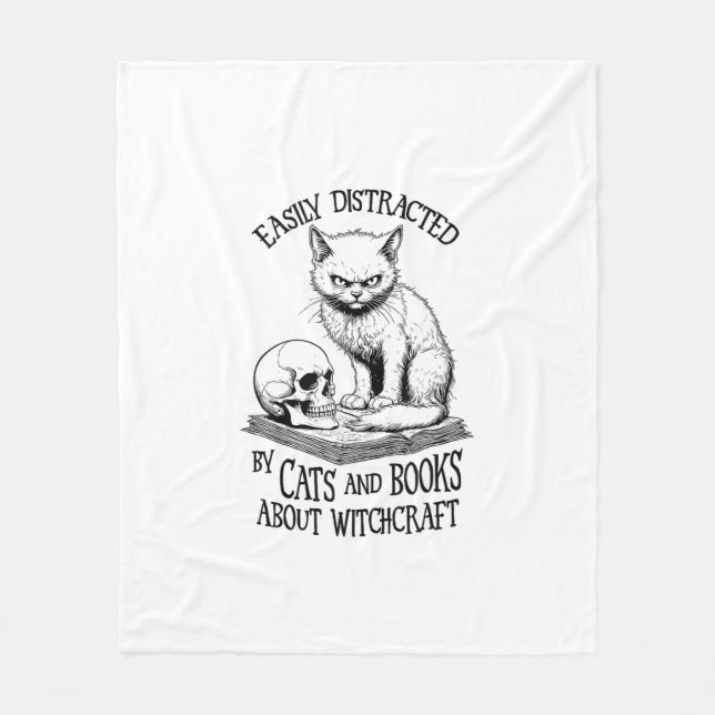 Cobertor De Velo Cat Skull Halloween Facilmente Distraído Livro Eng (Frente)