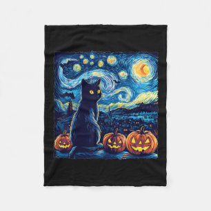 Cobertor De Velo Cat Starry Night Van Gogh Cat Para Cat Lover Cat D