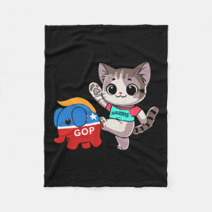 Cobertor De Velo Cat Vs. Gop Elephant - Kamala Harris - Anti Trump