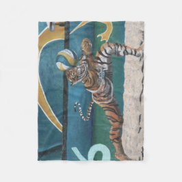 Cobertor De Velo Cat Warrior Jogando Voleibol Fantasia Art Blanket