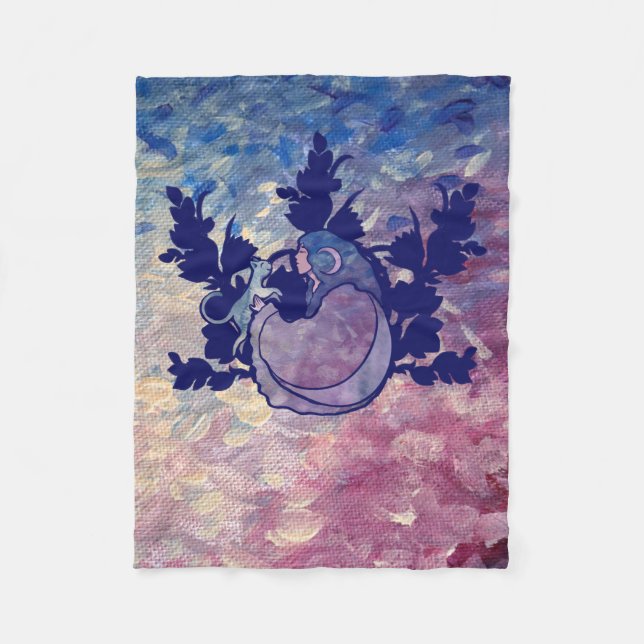 Cobertor De Velo Cat Witch Moon Goddese Wiccan Cat Person (Frente)