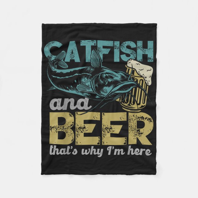 Cobertor De Velo Catfish Fishing Catfish &amp; Beer Thats Why Im He (Frente)