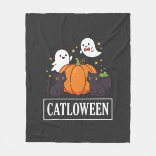 Cobertor De Velo Catloween Design Divertido de Gato de Halloween Fa
