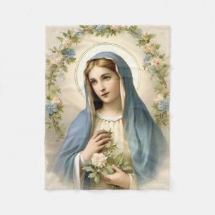 Cobertor De Velo Católica Religiosa Virgem Maria Floral
