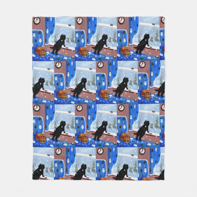 Cobertor De Velo Cats de inverno Neve Negra Ginger Tablet (Frente)