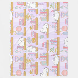 Cobertor De Velo Cats Library Pastel Girl Book Purple