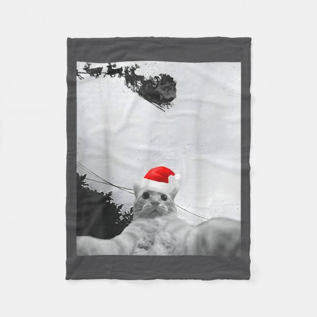Cobertor De Velo Cats Meme Funny Cat Selfie With Santa Hat Christma (Frente)