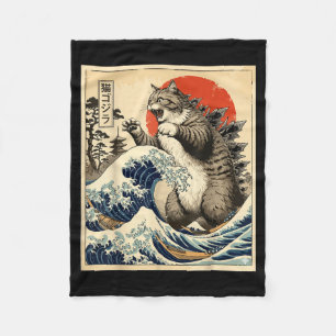Cobertor De Velo Catzilla Arte Japonês Amante de Gatos Estampa Gráf