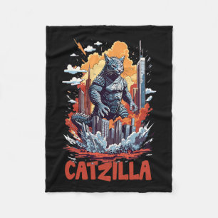 Cobertor De Velo Catzilla Cat City Skyline Funny