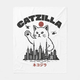 Cobertor De Velo Catzilla - Engraçado Cat Godzilla Parody