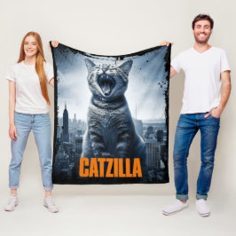Cobertor De Velo Catzilla Funny Cat Meme Fleece Blanket