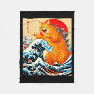 Cobertor De Velo Catzilla gato laranja arte japonesa para homens mu