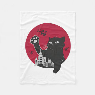 Cobertor De Velo Catzilla - Paródia Gato Negro Gigante com Cidade