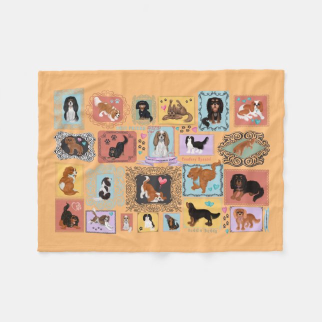 Cobertor De Velo Cavaleiro Rei Charles Spaniel Blanket (Frente (Horizontal))