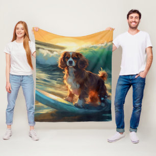 Cobertor De Velo Cavalier King Beach Surfing Painting
