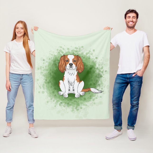 Cobertor De Velo Cavalier King Charles Spaniel Blenheim em Verde (In Situ)