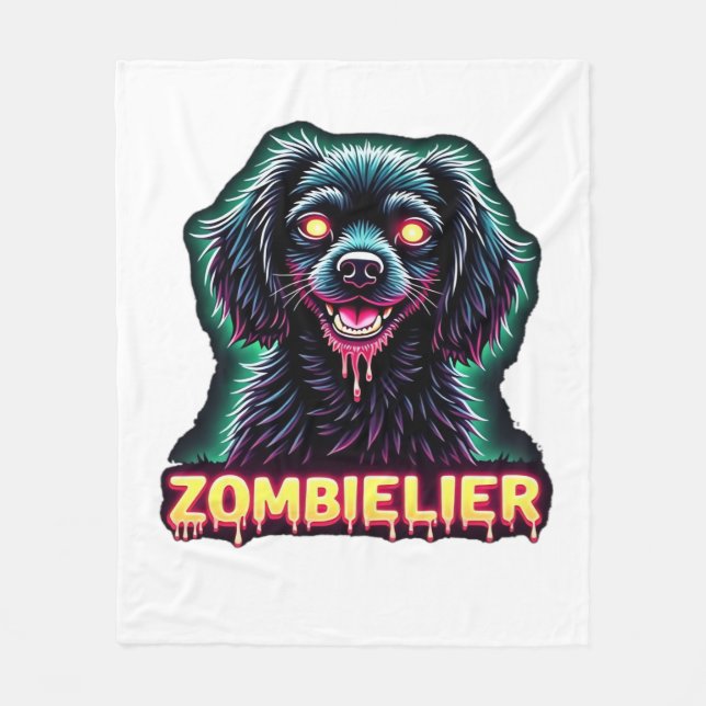 Cobertor De Velo Cavalier King Charles Spaniel CKCS Zombie Hall (Frente)