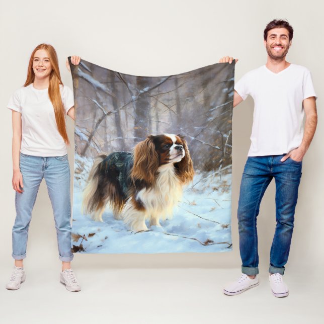 Cobertor De Velo Cavalier King Charles Spaniel Deixe Nevar Natal (In Situ)