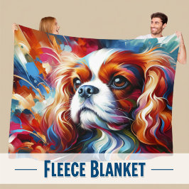 Cobertor De Velo Cavalier King Charles Spaniel Dog Acrylic Art