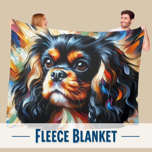 Cobertor De Velo Cavalier King Charles Spaniel Dog Acrylic Print (Snuggle up with this artistic Cavalier King Charles Spaniel Fleece blanket!)
